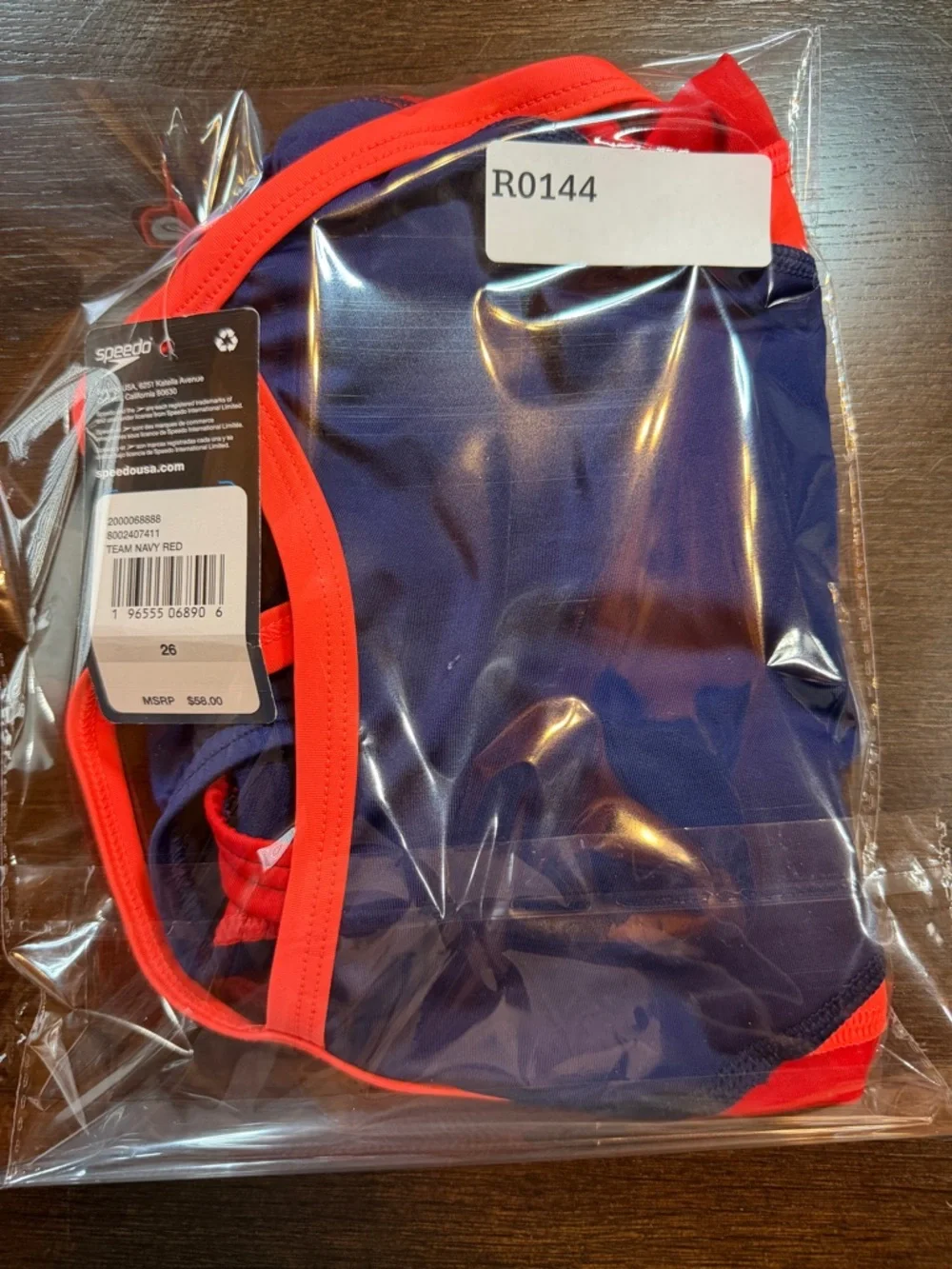 Speedo Pro LT 26 Navy and Red Athletic One-Piece Swimsuit